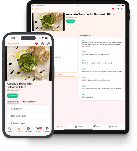 Find and store recipes on any device